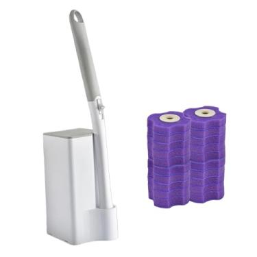 Imagem de Baoblaze Conjunto de escova e suporte descartáveis ​​para vaso sanitário, de limpeza doméstica eficiente para manutenção do vaso sanitário, Refis Roxos