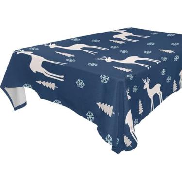 Imagem de Burbuja Toalha de mesa de cervo de árvore de inverno, toalha de mesa retangular, anti-rugas, grossa para decoração de jantar, cozinha, festa, 152 x 304 cm
