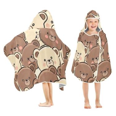 Imagem de Burbuja Toalha de banho com capuz de ursinhos de desenho animado para crianças, toalha de praia de pelúcia macia absorvente para meninas e meninos 3-10 anos, 61 x 127 cm