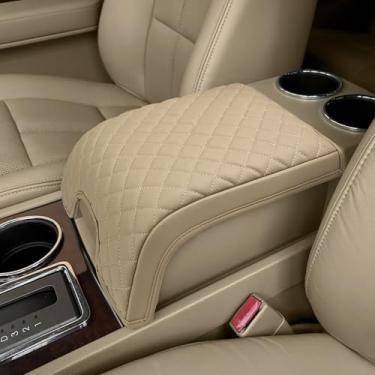 Imagem de KBH Capa de apoio de braço de console central para Lincoln Navigator 2007-2014, protetor de tampa de descanso de braço do console médio, acessórios internos, antiarranhões, bege