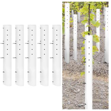 Imagem de Pushglossy Pacote com 5 protetores de cultivo de mudas de tubo de árvore de 91 cm, protetor de cultivo de árvore com fecho de correr, protetor de plantas pequenas, abrigo de plantas, para mudas ao ar