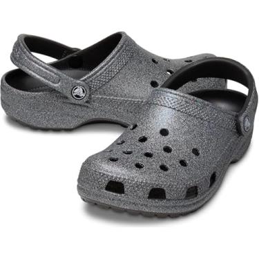 Imagem de Croc Versátil Confort, Leve, Respirável, Antiderrapante, com Alça Traseira, Uso Casual cinza com brilho