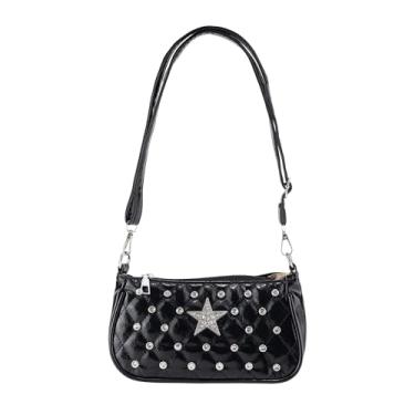 Imagem de JAZTAKU Bolsa feminina Y2K Star Bolsa de ombro gótica preta moderna bolsa punk Hobo clutch bolsas, A2, Y2k