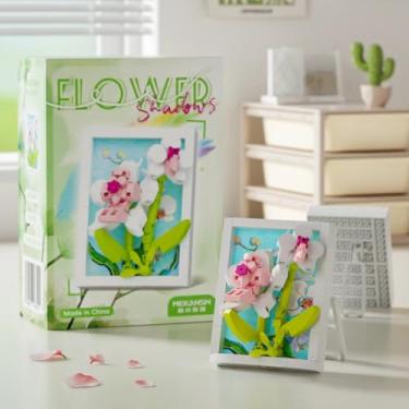 Imagem de Estatueta de arte em miniatura de flor de orquídea rosa - elegante mesa tropical colecionável