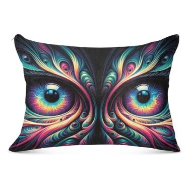Imagem de Fronhas de flanela grandes com zíper colorido monstro rosa azul grande fronha padrão king size fronha fofa para sofá cama de casa, tamanho do corpo, 53 cm x 137 cm