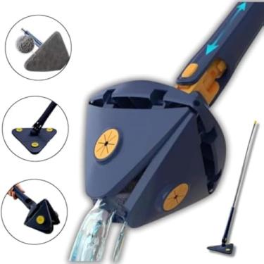 Imagem de Mop giratorio para limpeza de cantos dificeis, ajustavel, leve,azul.