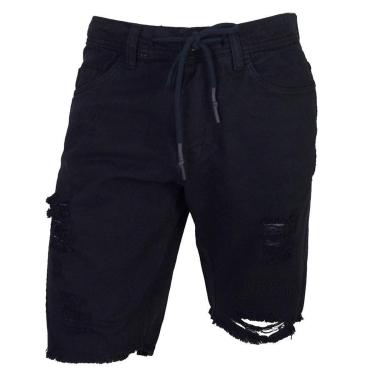 Imagem de Bermuda Sarja Masculina Nicoboco Destroyed Preta - 44390-Masculino
