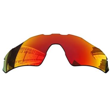 Imagem de Acefrog Lentes de reposição polarizadas de 1,5 mm para óculos de sol Oakley Radar EV Path OO9208, material atualizado, resistente a impactos - espelhado polarizado vermelho fogo - 1,5 mm