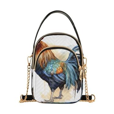 Imagem de Bolsa tiracolo feminina colorida com estampa de pata de cachorro, bolsas pequenas para mulheres, bolsa transversal, bolsa transversal de outono, Galo de galinha aquarela-3, One Size