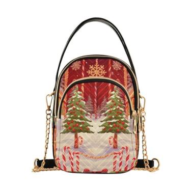 Imagem de Bolsa transversal feminina Galaxy Planets, bolsa transversal com alça removível, bolsas transversais elegantes para viagens, Bengala doce de Natal e floco de neve - 3, One Size