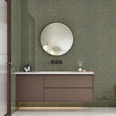 Imagem de Yullpaper Papel de contato de granito verde escuro para bancada, papel de parede de mármore descascar e colar papel de parede autoadesivo verde escuro brilhante para banheiro, quarto, parede, granito