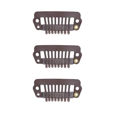 Imagem de Cryfokt 50 Pçs 8 Dicas 8 Dentes Snap Pente Peruca Clipes de Borracha de Apertos de Cabelo de Aço Inoxidável para Perucas Uso Doméstico (Castanho Escuro)
