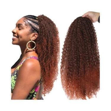 Imagem de Extensão De Rabo De Cavalo Sintético Cacheado Profundo Com Cordão, Peç