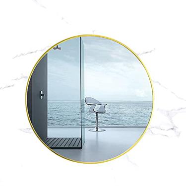 Imagem de TRGCJGH Espelho de maquiagem de banheiro espelho de parede para banheiro espelho de maquiagem para montagem na parede melhor para banheiros e salas de estar, dourado-60 cm