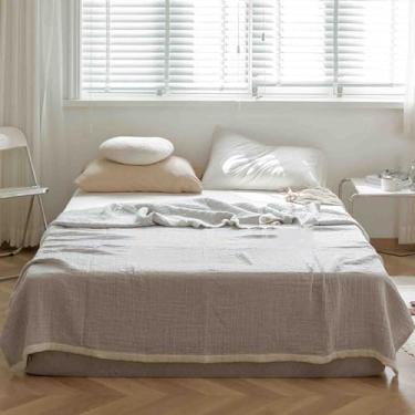 Imagem de Cobertor feminino masculino para cama adulto longo casal solteiro para sofá inverno tecido de algodão quente inverno macio confortável (cinza, 150 x 200 cm)