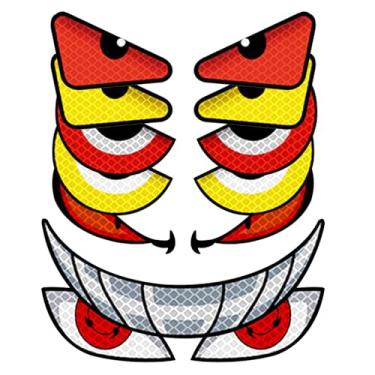 Imagem de Kakulan Conjunto de 6 adesivos refletivos para olhos – Decalques de vinil à prova d'água para carro, capacete de motocicleta, laptop, para-choque ou parede – desenhos animados legais para segurança