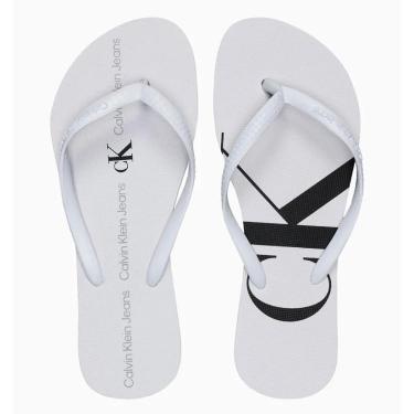 Imagem de Chinelo Feminino Calvin Klein Jeans Logo Corrido Branco CKJV11030900-Feminino