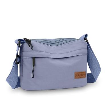 Imagem de Bolsas transversais para mulheres, pequenas, de nylon, leve, casual, para trabalho, viagens diárias, Azul-celeste