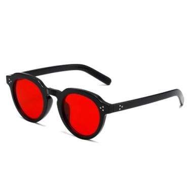 Imagem de Óculos de Sol UV400 - Oval Transparente com Rebites Pretos Estilo Punk para Homens e Mulheres, Esportes ao Ar Livre, Corrida e Ciclismo, Preto e Vermelho