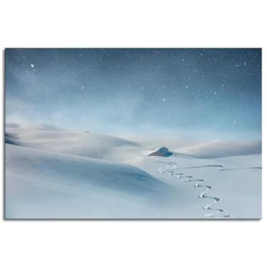 Imagem de Arte de parede de paisagem impressões em tela de neve pôster de caminho de inverno para casa conjunto de 1 decorações não ramificadas 30,5 x 20,3 cm