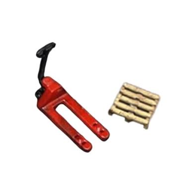 Imagem de Colaxi Adereços de empilhadeira em escala 1/64, ornamento para exibição, artesanato, simulação de carros, acessório, brinquedo, escultura em miniatura para, Vermelho com Bandeja