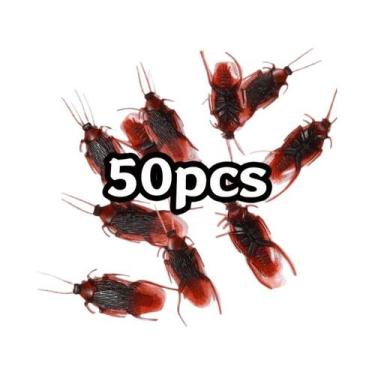 Imagem de 50pcs Insetos Falsos Realistas Baratas Para Brincadeiras De Halloween 