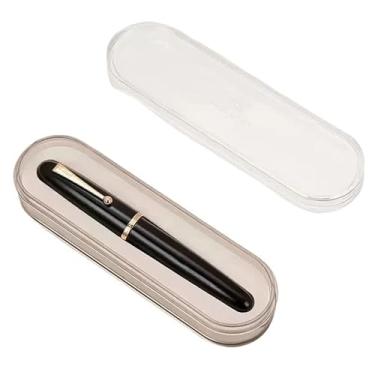 Imagem de GAFNED Caneta-tinteiro marfim tamanho grande caneta de resina EF/F/M ponta com conversor grande papelaria escritório material escolar caneta de escrita (preta com caixa, 0,38)