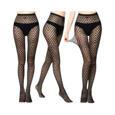 Imagem de Meias-calças Femininas Sensuais De Malha Transparente Com Estampas Gót