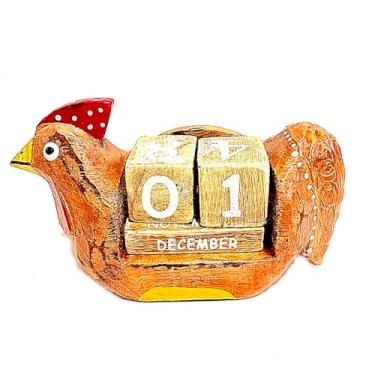 Imagem de Calendário perpétuo de madeira pintado à mão e pintado à mão – design rústico de mesa e decoração de casa tamanho 10 x 7,6 x 3,8 cm