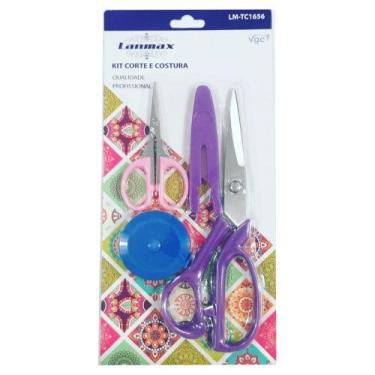 Imagem de Tesoura Patchwork Costura Artesanato 2 Tesouras Fita Metrica - LANMAX