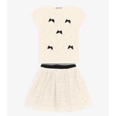 Imagem de Conjunto Infantil Blusa com Saia Trick Nick Off White, 10, Off White