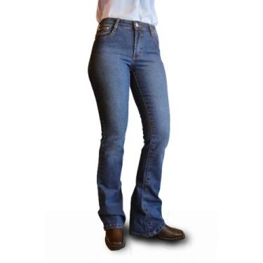 Imagem de Calça Jeans Feminina Azul Country Cintura Alta West Flare, Azul, 34