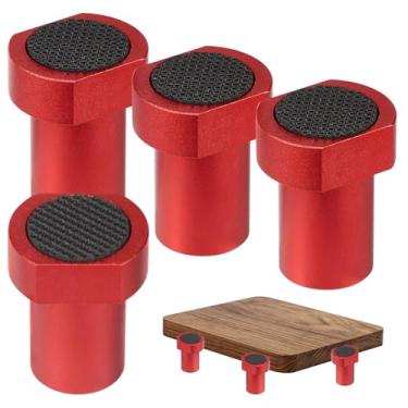 Imagem de Pacote com 4 cães de banco de alumínio 3/10.2 cm (19 mm) - Bancada de trabalho anodizada vermelha com inserções de borracha antiderrapante para marcenaria, aplainamento, lixamento e fixação DIY