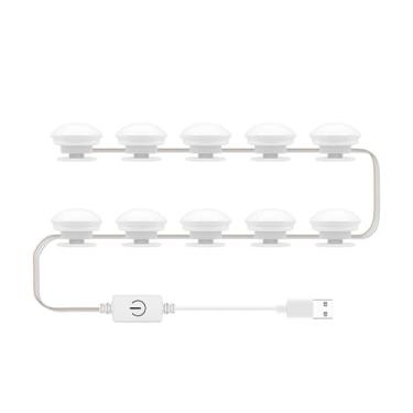 Imagem de Lâmpada de espelho vanity LED Luz frontal maquiagem USB Luzes reposição com dimming tricolor