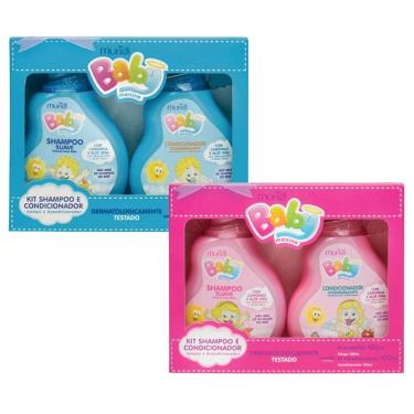 Imagem de Kit Shampoo e Condicionador Muriel Baby 100ml Rosa Azul Camomila Aloe Vera