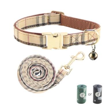 Imagem de Yizepet Coleira e coleira para cães - Coleira ajustável para cães com fivela de metal, padrão elegante para meninos e meninas pequenos, médios ou grandes, cães e gatos