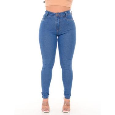 Imagem de Calça jeans feminina classica marmorizada com levanta bumbum destroyed