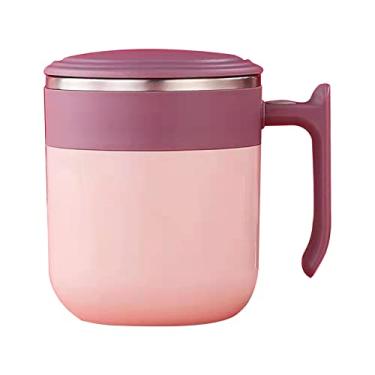 Imagem de Caneca autoagitadora com tampa elétrica automática de aço inoxidável para café leite cacau chocolate quente auto mistura