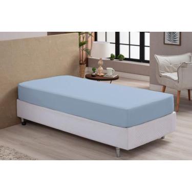 Imagem de Lençol Solteiro Avulso Com Elástico 100% Algodão - Jire Bordados, Azul