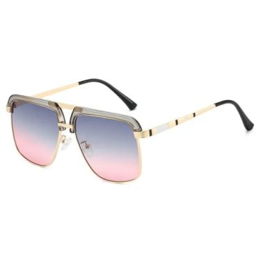 Imagem de HCHES Óculos de Sol Femininos Ovais de Luxo com Lentes Degradê em Tartaruga, Armação Fina e Estilo Retrô, Versáteis, Proteção UV400 (Cinza e Rosa)