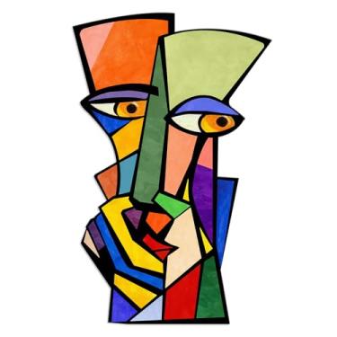 Imagem de Kercan Arte abstrata de parede de metal colorido, escultura moderna de parede de ferro para banheiro, sala de estar, quarto, tapeçaria contemporânea resistente à água, 14,7 x 9,4 polegadas