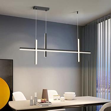 Imagem de Luminária pendente LED para mesa de jantar, com intensidade regulável, design criativo, moderna para cozinha, luminária de teto, para mesa de jantar ou cozinha (preta, 120 cm de comprimento)