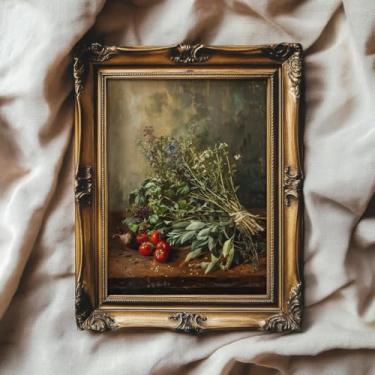 Imagem de Ervas de cozinha vintage arte de parede arte arte de parede decoração de parede impressões de pintura arte imagem casa fazenda fazenda decoração cozinha sem moldura