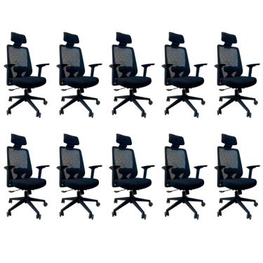 Imagem de Kit 10 Cadeiras de Escritório Oficial Comfort Max NR17
