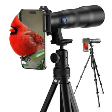Imagem de APEXEL Lente teleobjetiva 50x para telefones iPhone e Android | Telescópio monocular de fotografia de lua selvagem | com clipe universal e tripé | Lente de zoom óptico de alta definição para