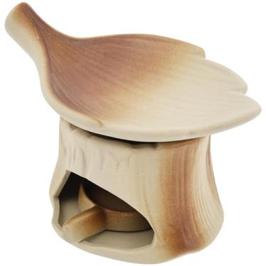 Imagem de Queimador de ervas de cedro e zen, queimador de óleo essencial de cerâmica para aromaterapia, suporte de vela e difusor de óleo essencial, queimador de vela para decoração de escritório em casa