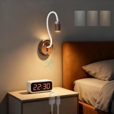 Imagem de Luzes de parede LED recarregáveis com sensor de movimento, 3 cores, arandelas de parede, ângulo ajustável, lâmpadas magnéticas sem fio, operadas por bateria, sala de estar, quarto, corredor, escadas