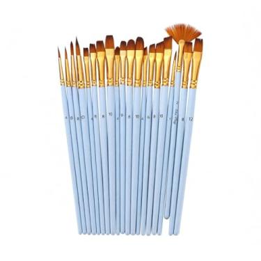 Imagem de Conjunto de 20 pincéis para artistas com cabelo náilon múltiplos meios acrílico aquarela gouache óleo pintura facial Ótimos suprimentos desenho artístico Cabo pincel macio fácil limpar