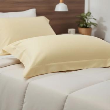 Imagem de Fronha Avulsa Percal 230 Fios Buettner 50x70cm Reffinata Cores Perola Amarelo