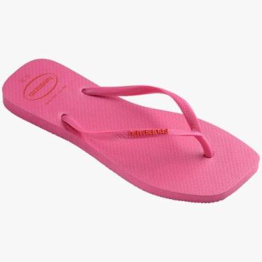 Imagem de Chinelo Feminino Havaianas Slim Square Logo Popup, Rosa flux, 35/36